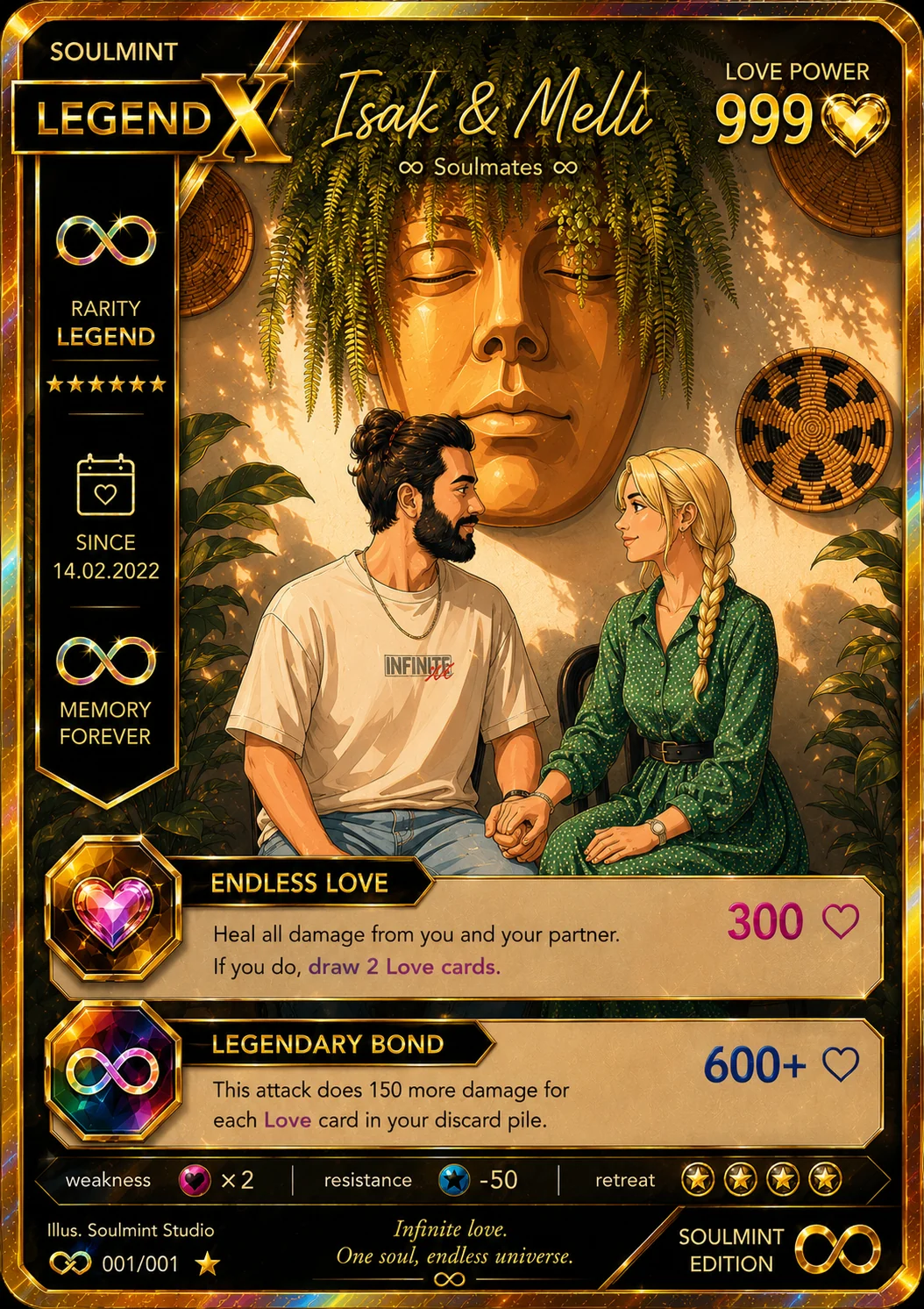 Goldene Seelenpartner Legend X Karte